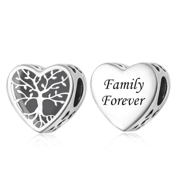 "Eternal Roots" - 925 Silver Family Tree Heart Bead Charm