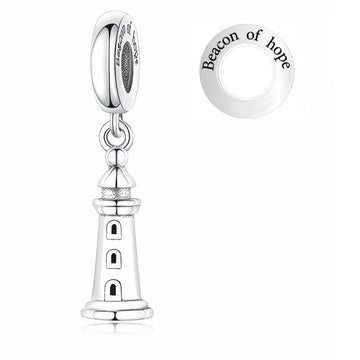 "Luminous Beacon" - 925 Silver "Beacon of Hope" Lighthouse Dangle Charm