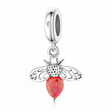 "Sweet Resonance" - 925 Silver Honeybee Orange Zirconia Dangle Charm