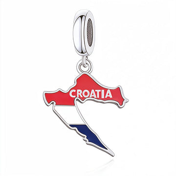 "Adriatic Heart" Croatia Map Charm - Enamel & 925 Sterling Silver