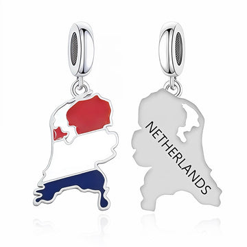 "Lowlands Legacy" Netherlands Map Dangle Charm - Enamel & 925 Sterling Silver