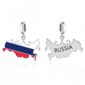 "Northern Majesty" Russia Map Charm - Enamel & 925 Sterling Silver