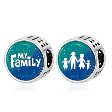 "Celestial Home" - 925 Silver Gradient Starry Family Scene Bead