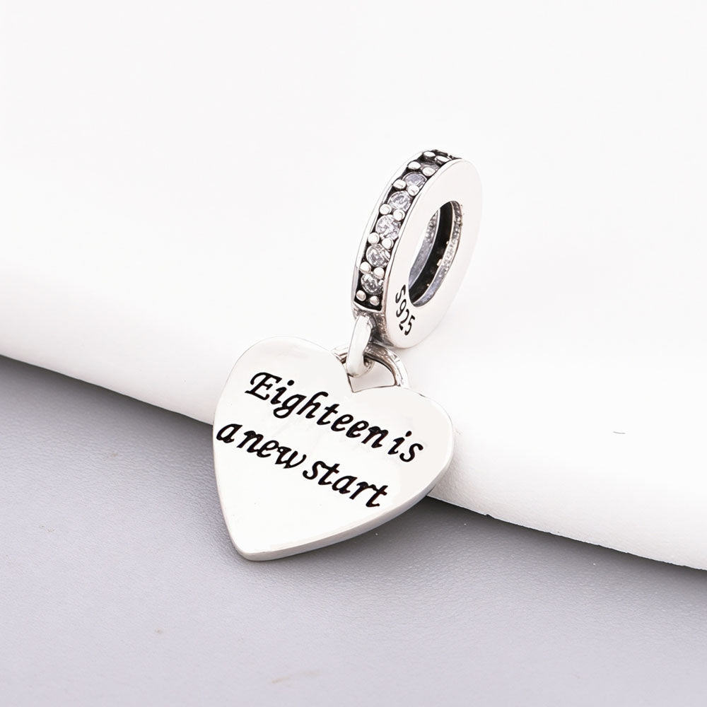"Sweet Prelude" - 925 Silver Heart 18th Birthday Dangle Charm