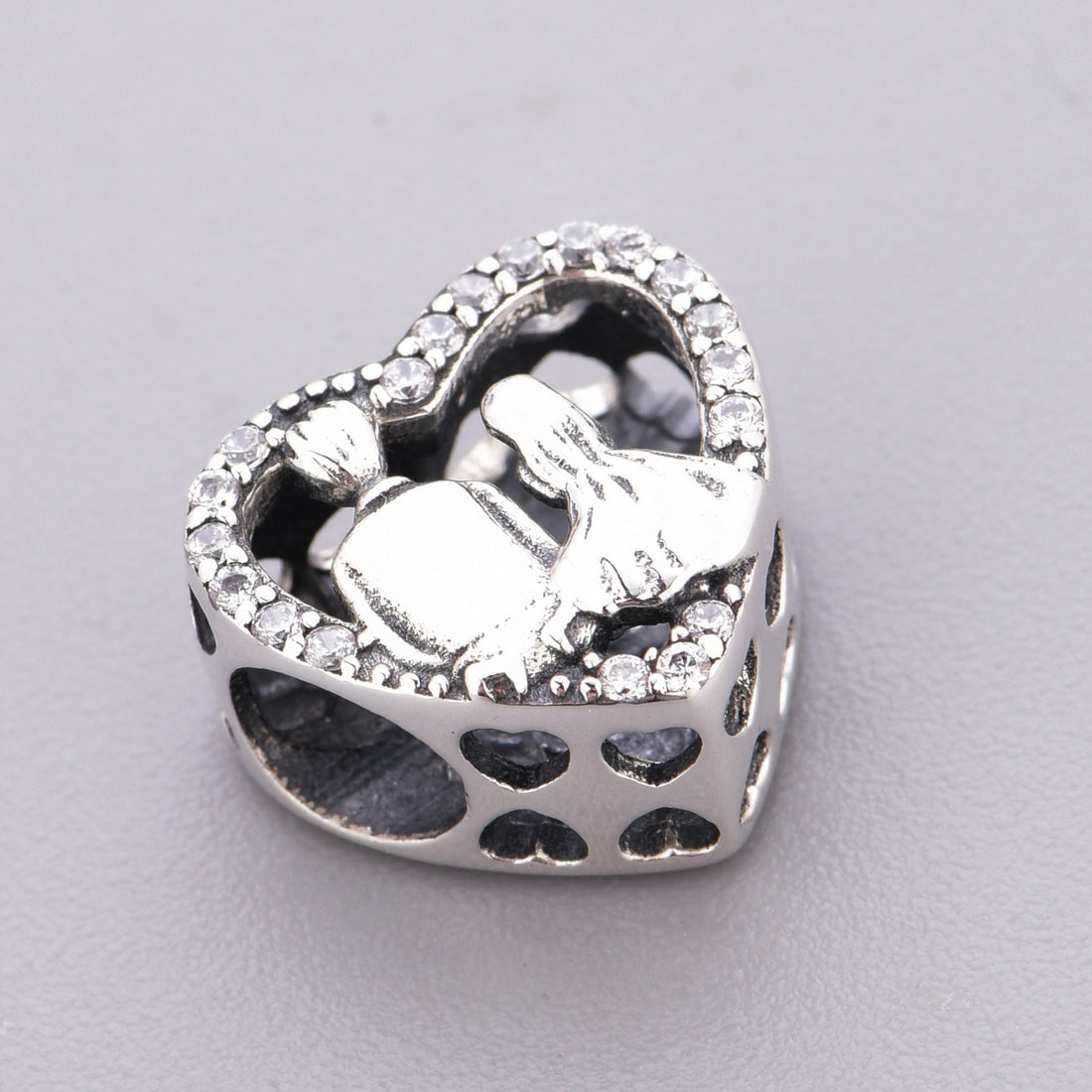 925 sterling silver Romantic Heart Charm with Bride & Groom Engraving