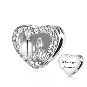 "Eternal Vow" Bride & Groom Heart Charm - 925 Sterling Silver & CZ