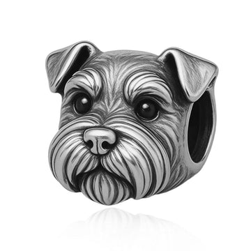"Loyal Echo" - 925 Silver Schnauzer Dog Portrait Bead Charm