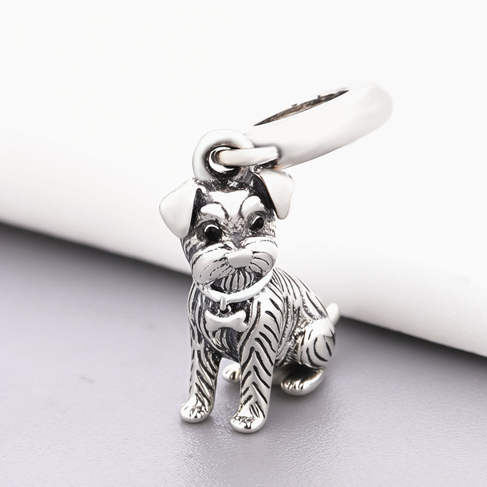 "Faithful Companion" - 925 Silver Schnauzer Dog Dangle Charm