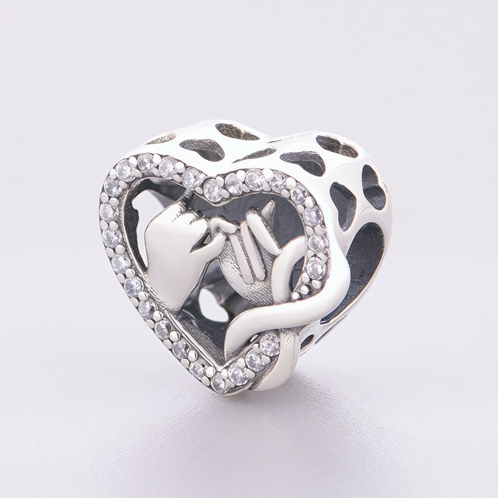 "Soul Promise" - 925 Silver Pinky Swear Heart "You & Me" Charm