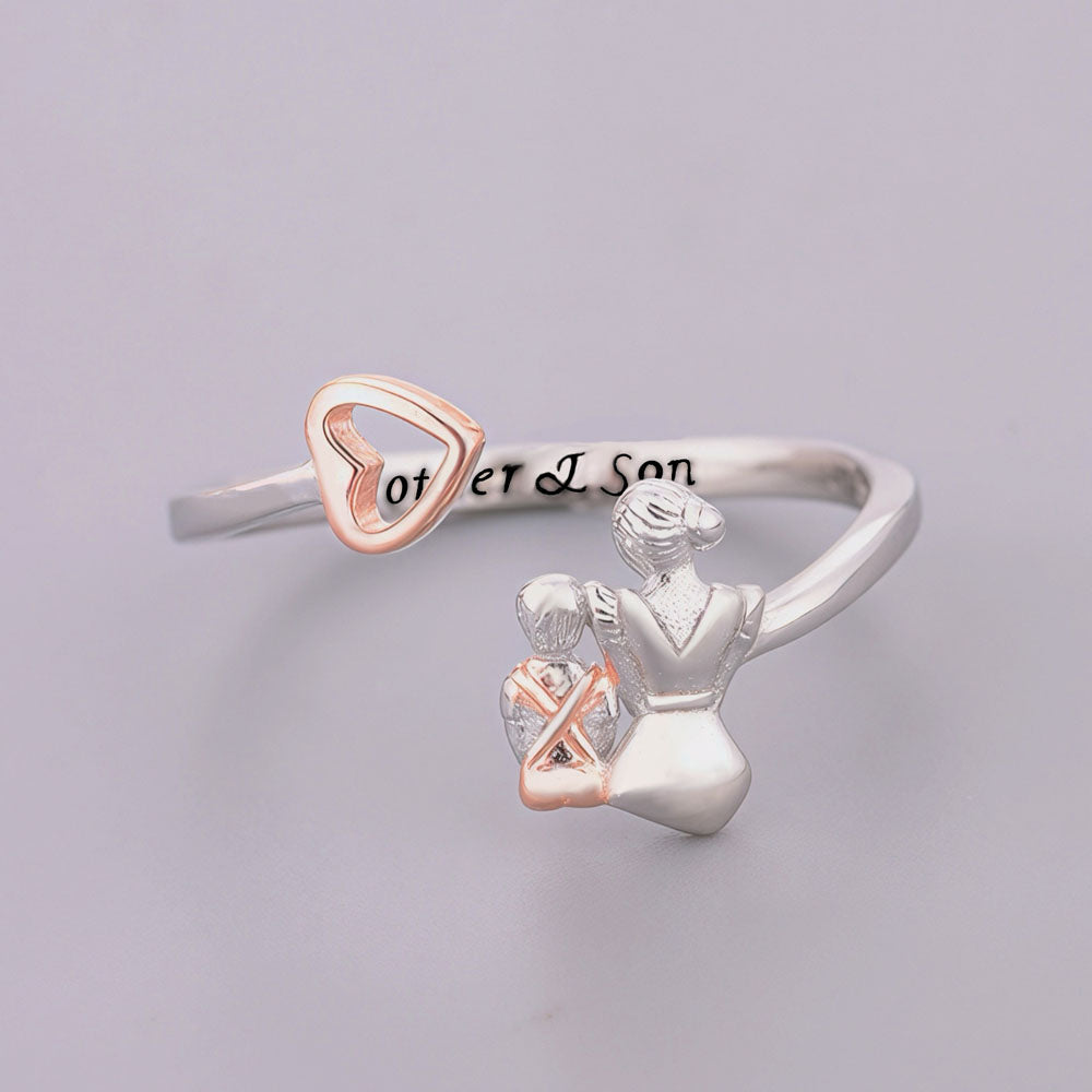 "Eternal Kinship" - 925 Silver Mother & Son Two-Tone Open Ring