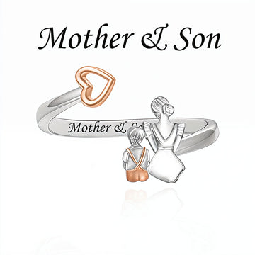 "Eternal Kinship" - 925 Silver Mother & Son Two-Tone Open Ring
