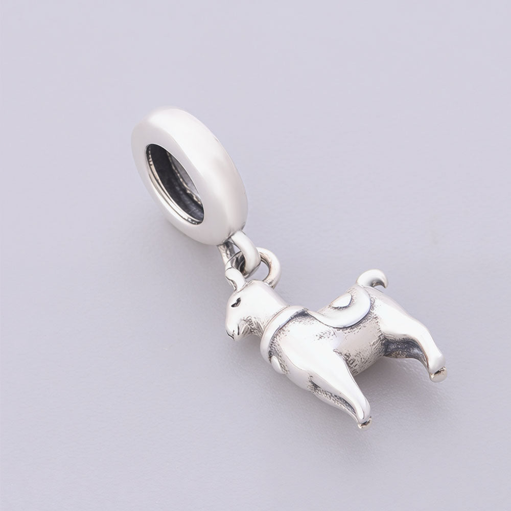 "Zen Wanderer" - 925 Silver Alpaca Llama Heart Saddle Dangle Charm