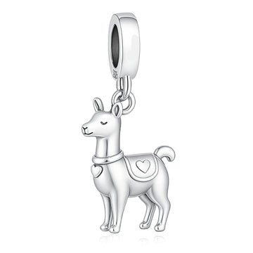 "Zen Wanderer" - 925 Silver Alpaca Llama Heart Saddle Dangle Charm