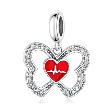 "Soul Flutter" Heartbeat Butterfly Dangle - 925 Sterling Silver