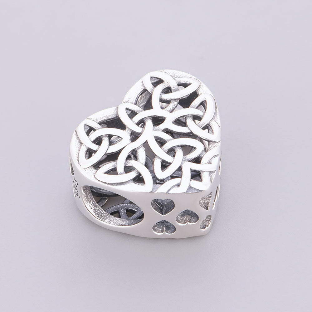 "Celtic Echo" - 925 Silver Hollow Heart Infinity Knot Bead Charm