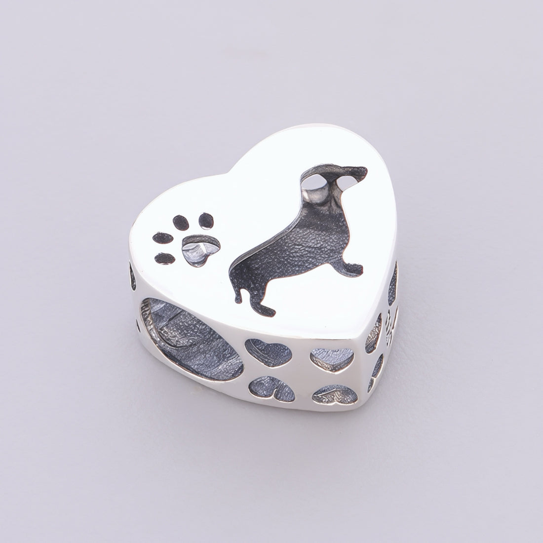 Hollow out puppy heart-shaped bead - always in my heart