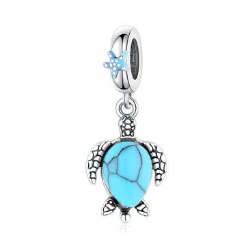 "Oceanic Pulse" Turtle Dangle - 925 Silver Turquoise Wisdom Charm