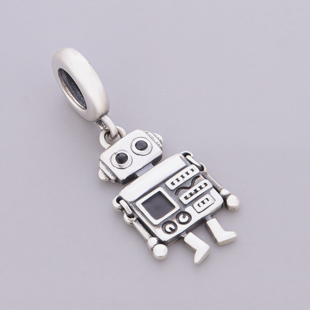 "The Sentinel" - 925 Silver Vintage Cyber Robot Dangle Charm