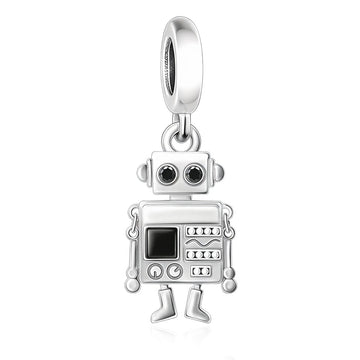 "The Sentinel" - 925 Silver Vintage Cyber Robot Dangle Charm
