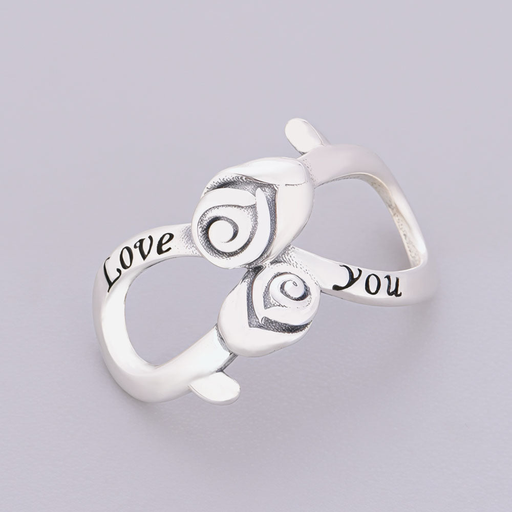 "Infinite Bloom" - 925 Silver Rose Infinity "Love You" Bead Charm