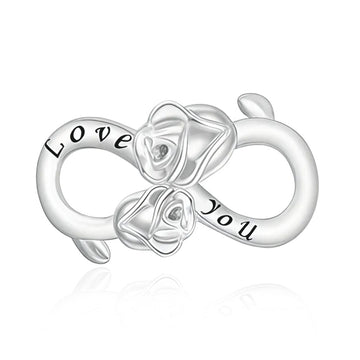 "Infinite Bloom" - 925 Silver Rose Infinity "Love You" Bead Charm