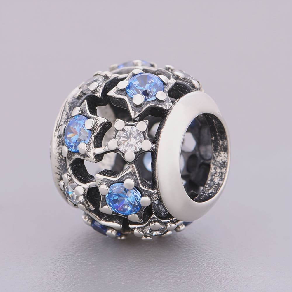 "Astral Resonance" - 925 Silver Zircons Hollow Star Bead Charm