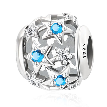 "Astral Resonance" - 925 Silver Zircons Hollow Star Bead Charm