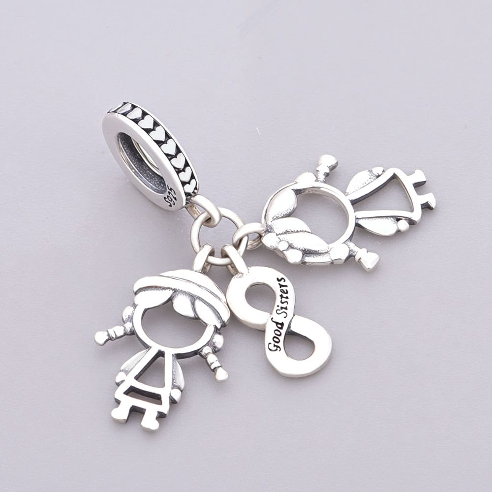 "Infinite Sisterhood" - 925 Silver Good Sisters Infinity Dangle Charm