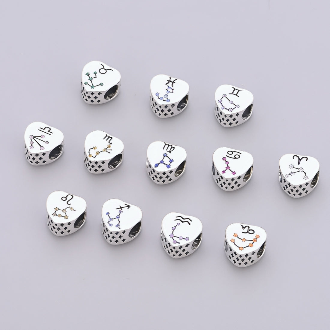 925 sterling silver Zircon zodiac month charms