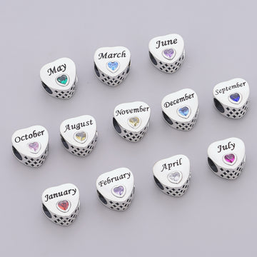 925 sterling silver Zircon zodiac month charms