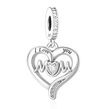 "Eternal Matriarch" Mom Heart - 925 Silver Zircon Love Dangle Charm