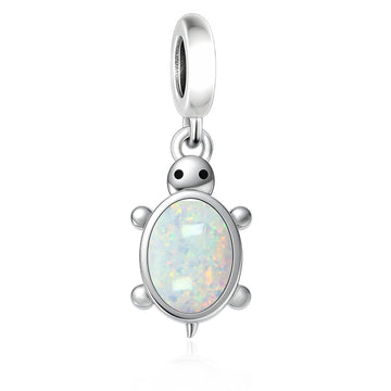 "Prismatic Path" Turtle - 925 Silver White Opal Wisdom Dangle Charm