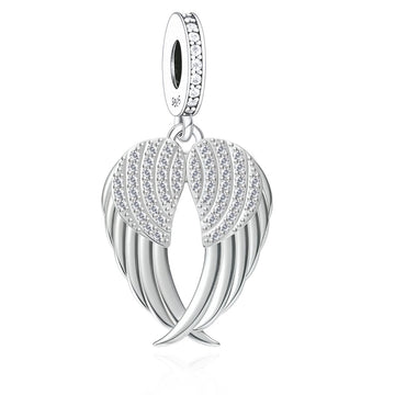 "Celestial Flight" Angel Wings - 925 Silver Sparkling Guardian Dangle Charm