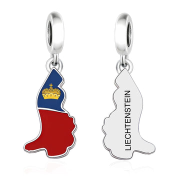 "Royal Meridian" Liechtenstein - 925 Silver Map & Crown Flag Dangle Charm