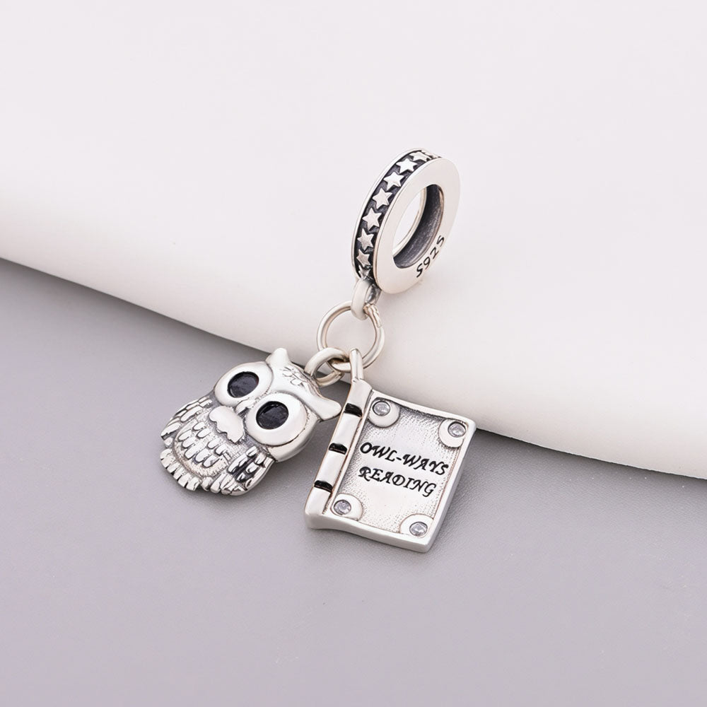 "The Wise One" Owl & Book Pendant - 925 Sterling Silver