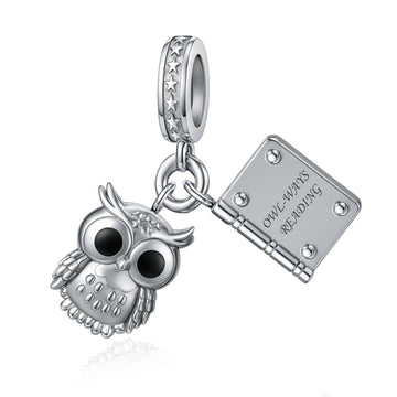 "The Wise One" Owl & Book Pendant - 925 Sterling Silver