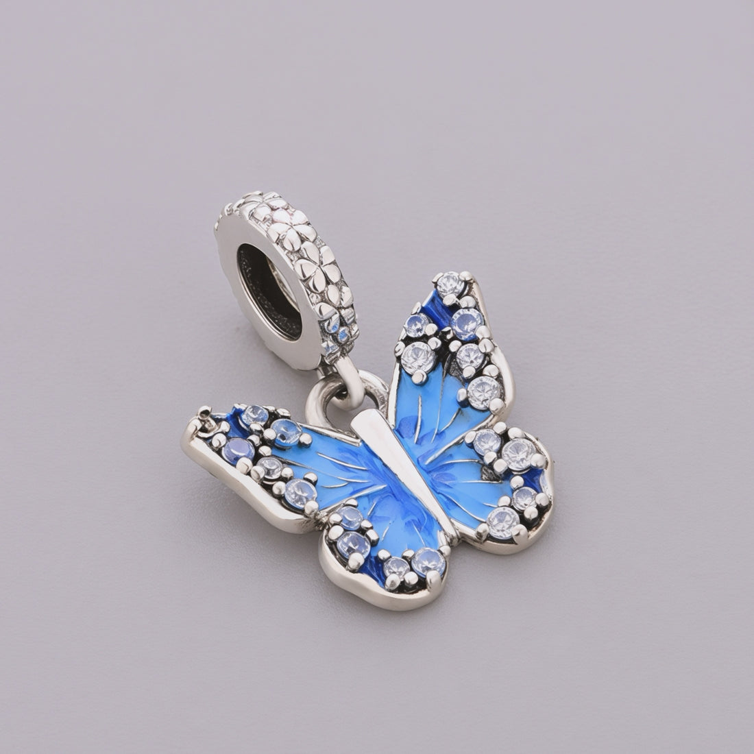925 sterling silver gradient blue enamel butterfly