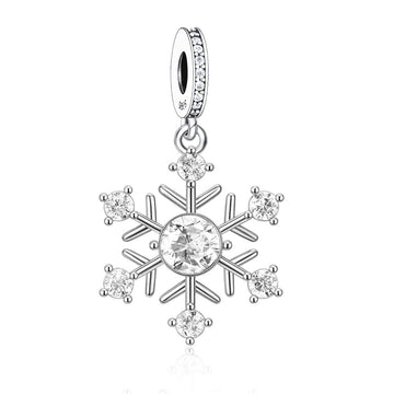 "Frozen Frequency" - 925 Silver Sparkling Winter Snowflake Dangle Charm