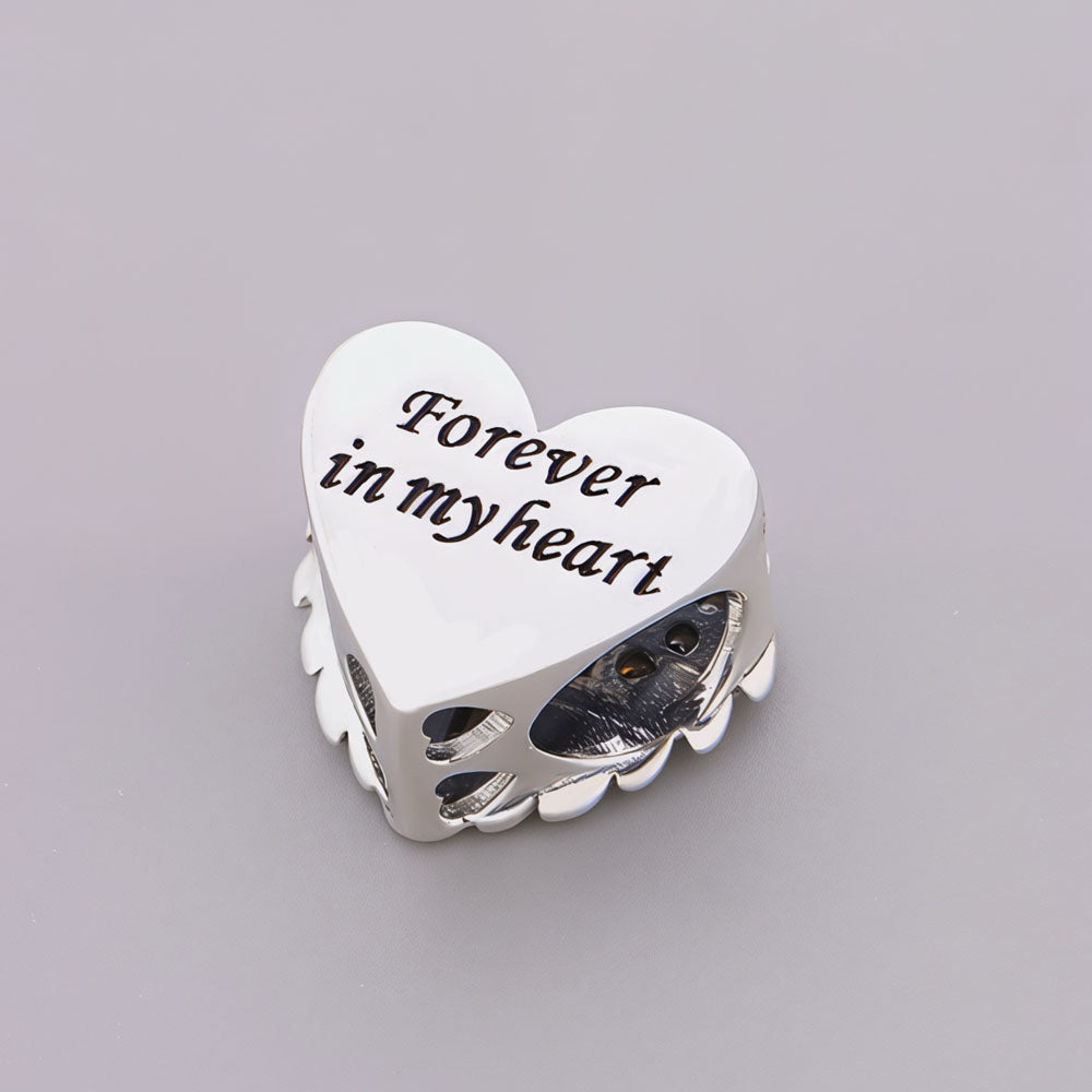 "Guardian Ascension" Heart - 925 Silver Pink Wing & Forever in My Heart Charm
