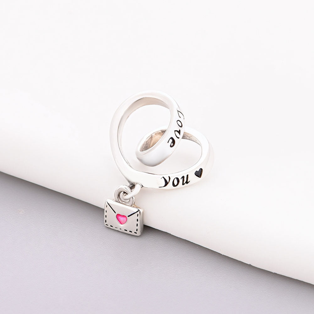 "Eternal Confession" Heart Charm - 925 Silver Love Ribbon & Sealed Letter Dangle