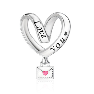 "Eternal Confession" Heart Charm - 925 Silver Love Ribbon & Sealed Letter Dangle
