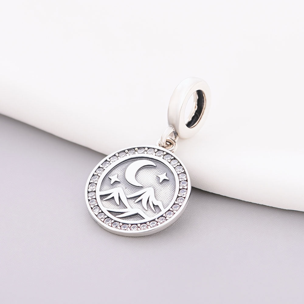 "Eternal Bond" Moon & Mountains Charm - 925 Silver I Love You Forever Dangle