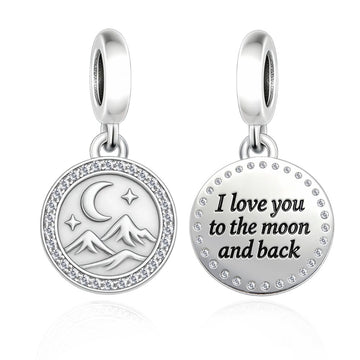 "Eternal Bond" Moon & Mountains Charm - 925 Silver I Love You Forever Dangle