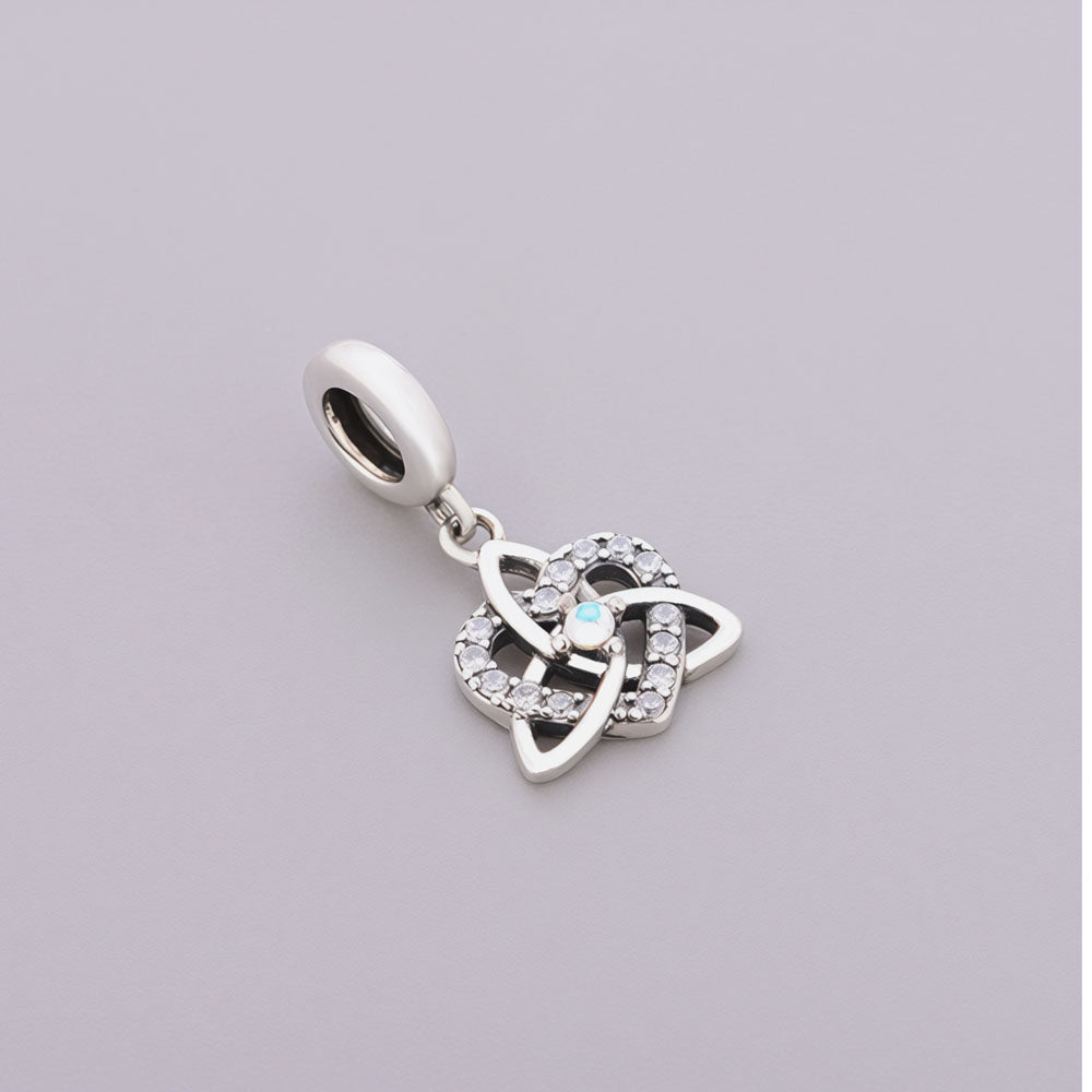 "Celtic Eternal" Heart Dangle - 925 Silver Moonstone & Mystic Knot Charm