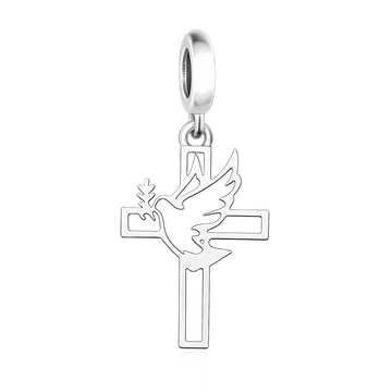 "Peace Pulse" Cross Dangle - 925 Silver Dove of Hope & Holy Spirit Charm