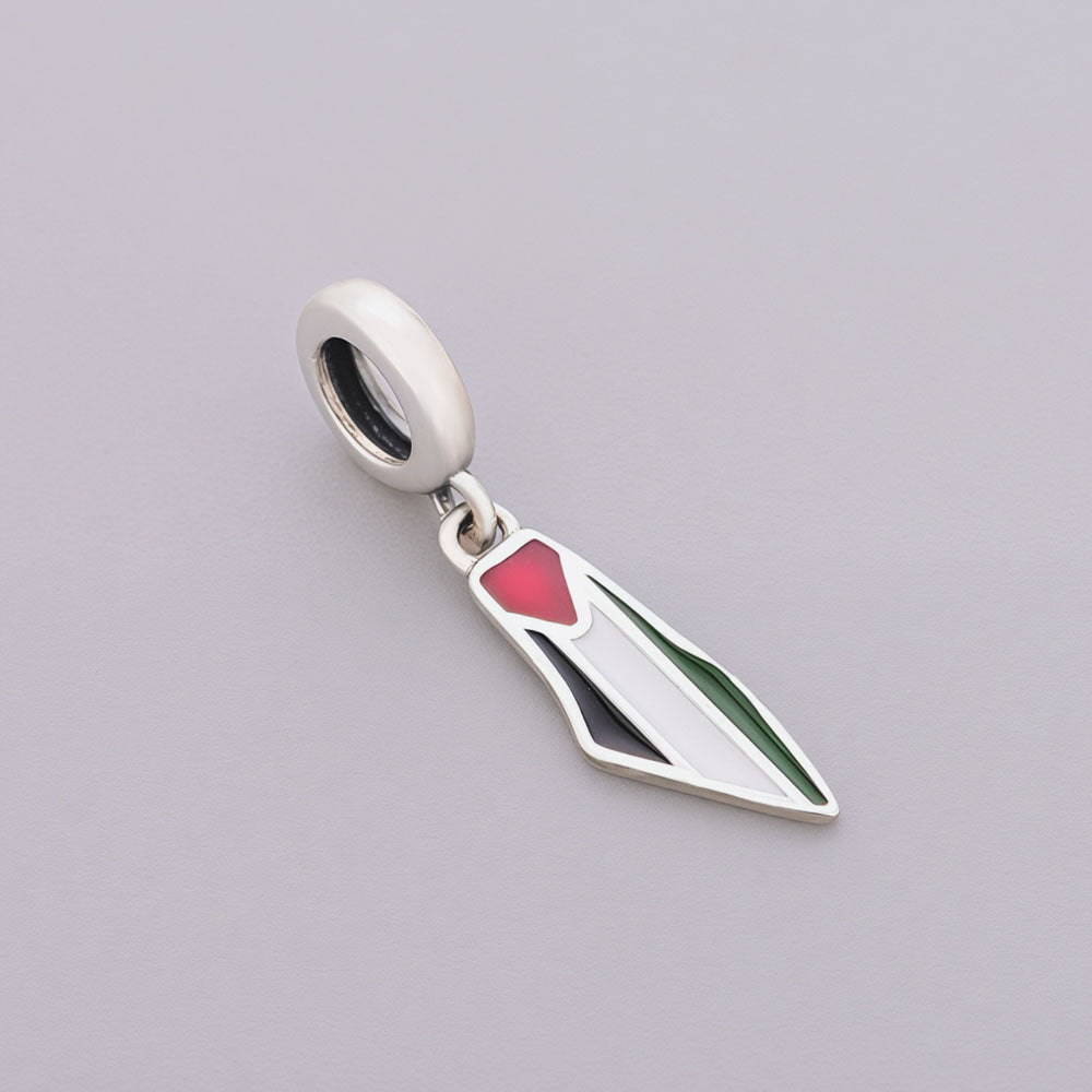 "Palestine Echo" Map Dangle - 925 Silver Flag Enamel Heritage Charm