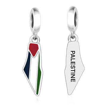 "Palestine Echo" Map Dangle - 925 Silver Flag Enamel Heritage Charm