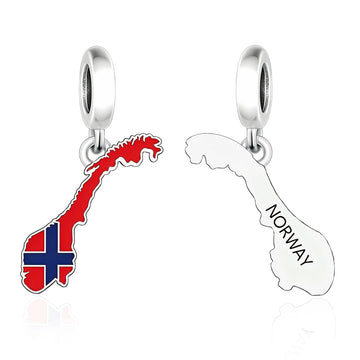 "Norway Echo" Map Dangle - 925 Silver Flag Enamel Nordic Charm