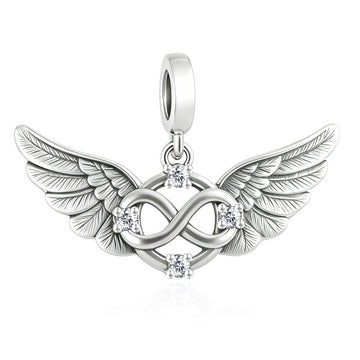 "Infinite Freedom" Wings Dangle - 925 Sterling Silver Radiant Zircon Charm