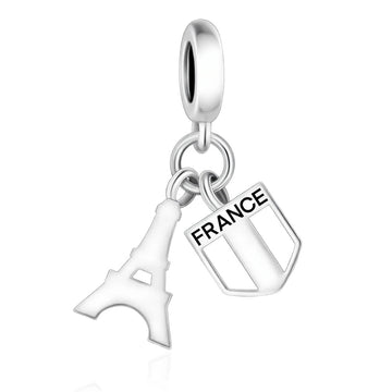 "Parisian Echo" Eiffel Tower Dangle - 925 Silver France Flag Charm